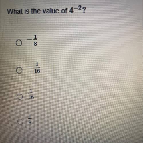 What is the value of 4^-2?