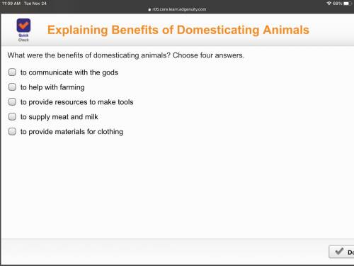 Explaining benefits of domesticating animals?