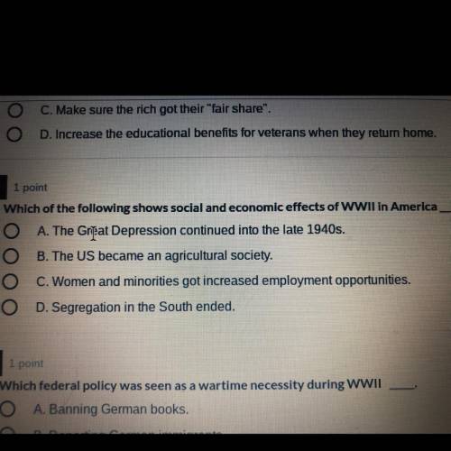 Which of the following shows social and economic effects of WW2 in America