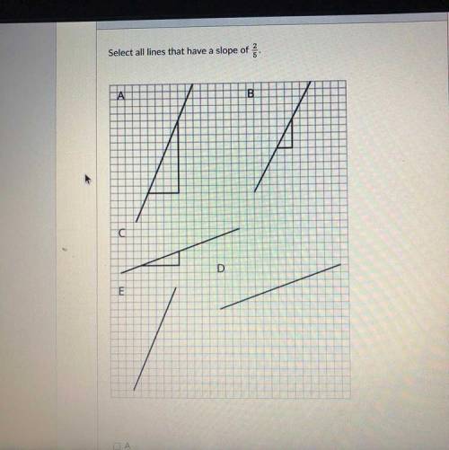 Select all lines with a slope of 2/5