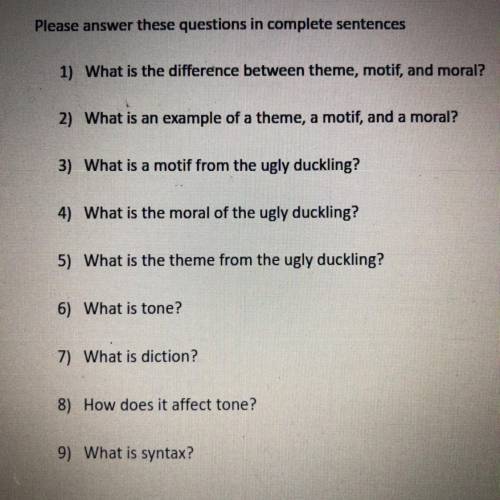 60 points total. Answer all 9 questions. Easy quick 9th grade English assignment. Pls help me.