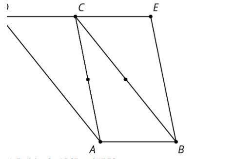 Triangle CDA is the image of triangle ABC after a 1800 rotation around the midpoint of segment AC.