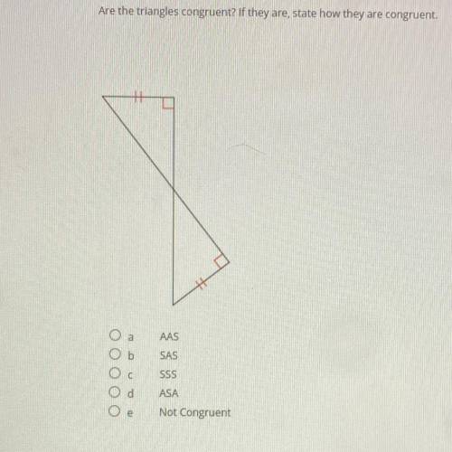 Are the triangles congruent? if they are, state how they are congruent.