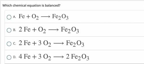 Which chemical equation is balanced …
PLEASE HELP ILL MARK U BRAINLIEST - THANKYOU