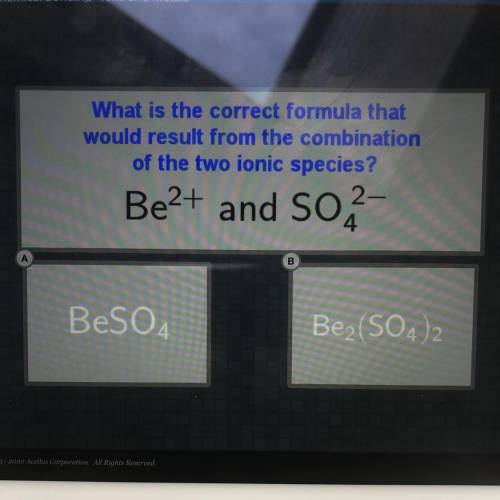 What is the correct formula that would result from the combination
of the two ionic species?