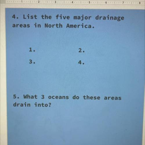 List the 5 major drainage areas in North America, then what 3 oceans do these areas drain in to? gi