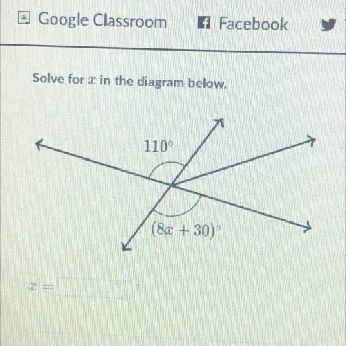 HELP ME ASAP
Solve for x in the diagram below