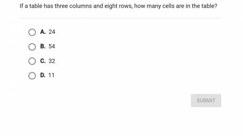 If a table has three columns and eight rows, how many cells are in the table?