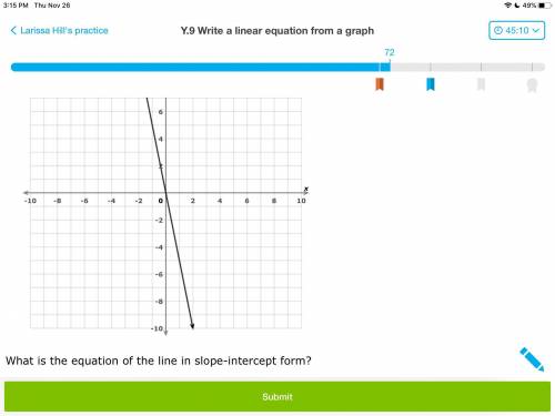 GIVING , THANKS, AND 5 STAR RATING what is the equation of the line in slope intercept form