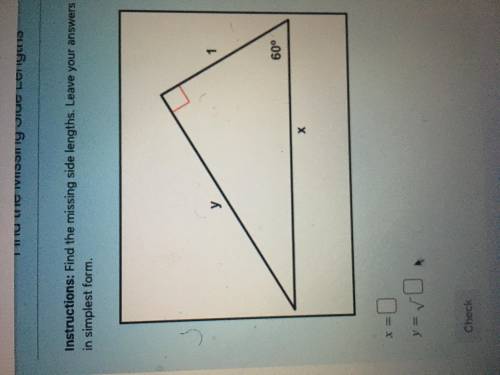 Find the missing side lengths. leave ur answers as radicals