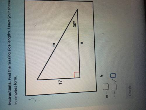 Find the missing side lengths. leave ur answers as radicals