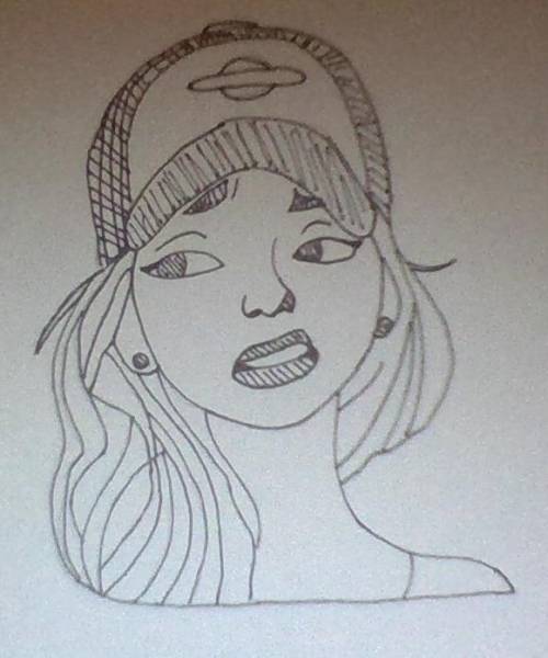 DOES SOMEONE LOVE MY ART I DREW A GIRL BEING ANNOYED WITH A HAT ON?