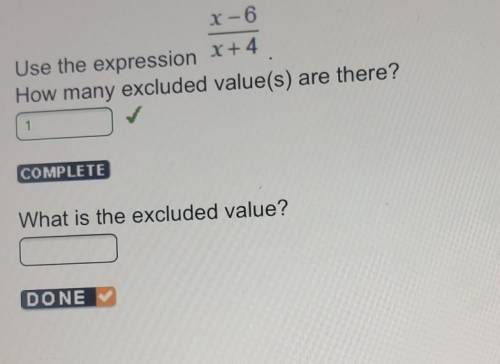 What is the excluded value of x-6/ x+4
