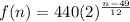 f(n) = 440 (2)^{\frac{n-49}{12} }