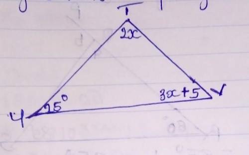 Determine the size of triangle v show all your steps and give reasons for your statement