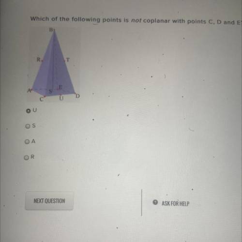 Which of the following points is not coplanar with points C, D and E?