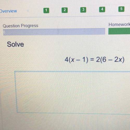 Solve 4(x-1) = 2(6-2x)