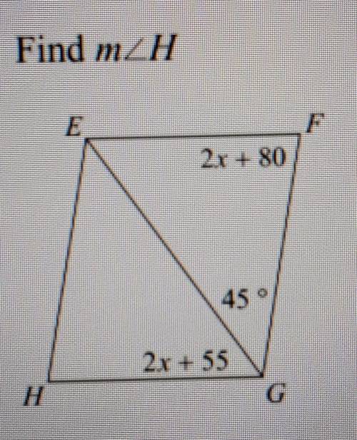 Find m<H

I think this is pretty simple math, yet I dont understand it yet. Can you explain?