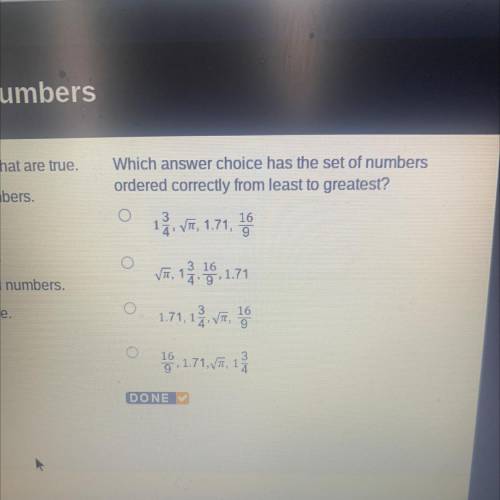 Which answer choice has the set of numbers

ordered correctly from least to greatest?
3
1 VT, 1.71