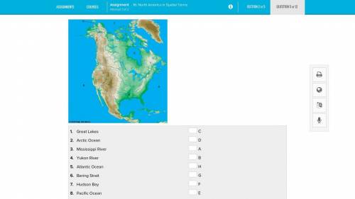 Match the water system to the letter that represents it on the map.