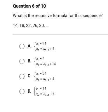 What is the recursive formula for this sequence 14, 18, 22, 26, 30