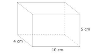 A rectangular prism is shown below.

What is the volume of the rectangular prism?
A. 260 cm
B. 240