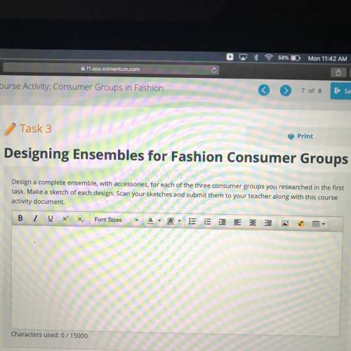 Design a complete ensemble, with accessories, for each of the three consumer groups you researched