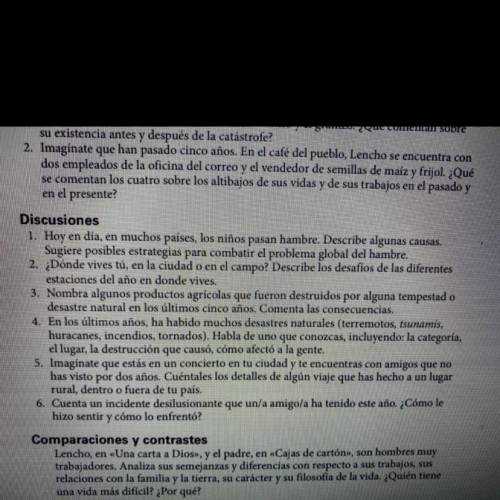 I just need 4&6 please help due in 10mins I don't know Spanish
