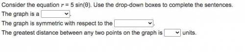 Consider the equation r = 5 sin(θ). Use the drop-down boxes to complete the sentences.