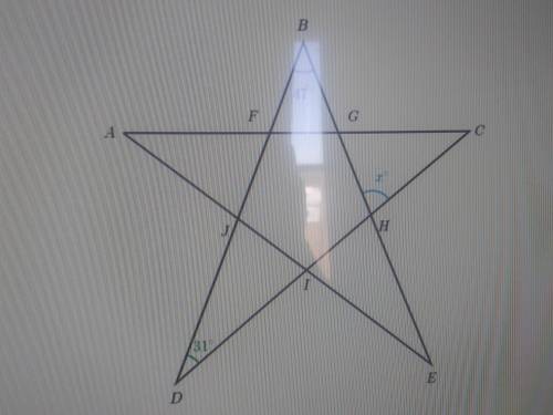 What is the measure of angle x?
Angles are not necessarily drawn to scale.