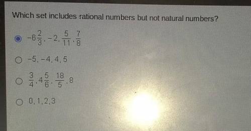 Which set includes rational numbers but not natural numbers?