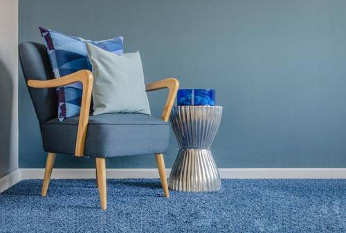 Which term describes the use of blue in this image?

A chair with blue pillows on a blue carpet.
a