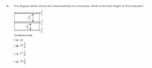 The diagram below shows the measurements of a bookcase. What is the total height of the bookcase?