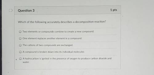 Which of the following accurately describes a decomposition reaction?