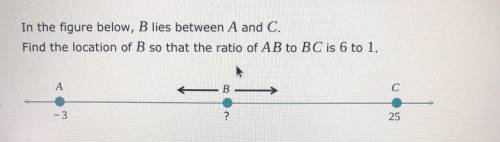 Urgent: in the figure below B lies between A and C find the location of B so that the ratio of AB t