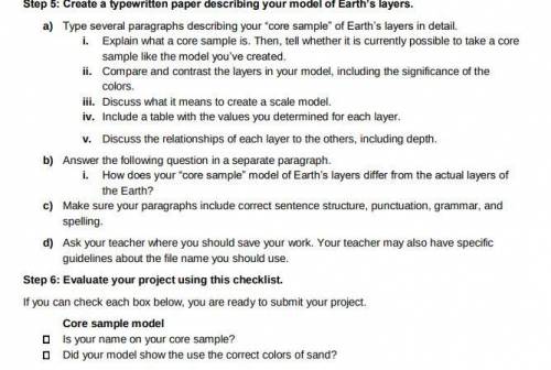 PLEASE HELP ASAP

this is a project about earths interior here are the instructions: there are lin