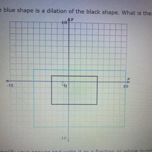 The blue shape is a dilation of the black shape. what is the scale factor of the dilation?