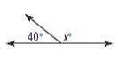 What is the measurement of angle x (in degrees)? 
Explain how you got your answer.
