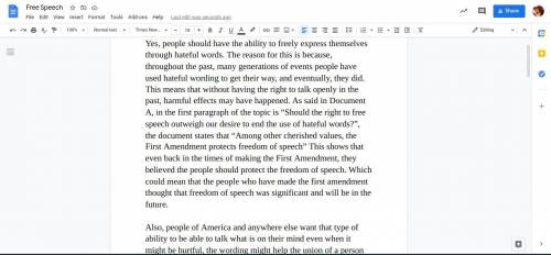 I am writing an essay about freedom of speech and if a person has hateful speech towards others, sh