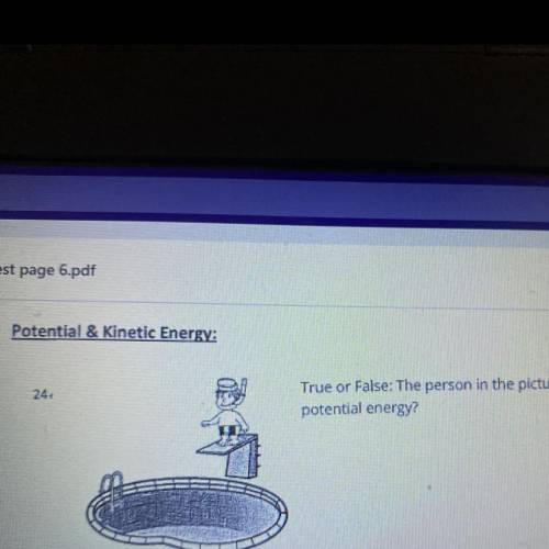 The person in the picture has a lot of potential energy? true or false
