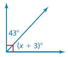 Tell whether the angles are adjacent or vertical. Then find the value of x. x =?