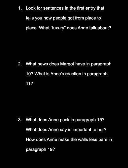 Please help lol its about Anne Frank