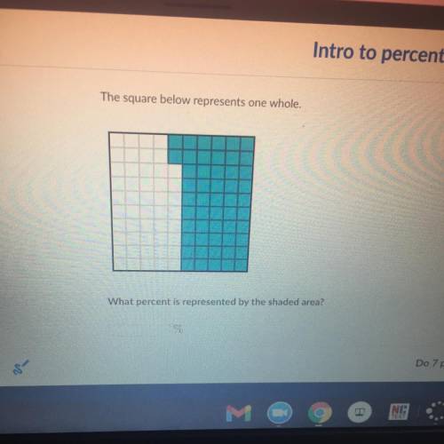 The square below represents one whole what Per represents