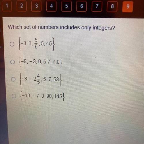 Which set of number includes only intergers