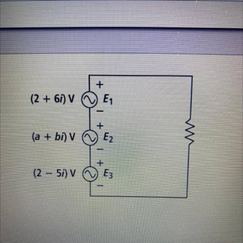 The total source voltage in the circuit is 6-3i V. What is the voltage at the middle source