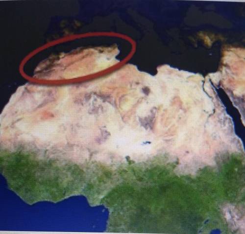 5. The landform circled on the map above is the __________. A. Sahel. B. Sahara Desert. C. Atlas Mo