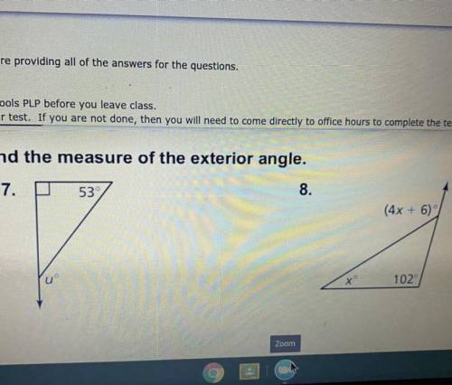 Find the measures of the exterior angle.
