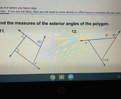 Find the measures of the exterior angles of the polygon.