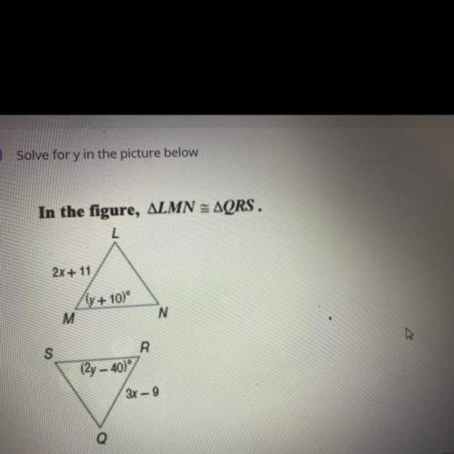 Solve for y in the picture below
