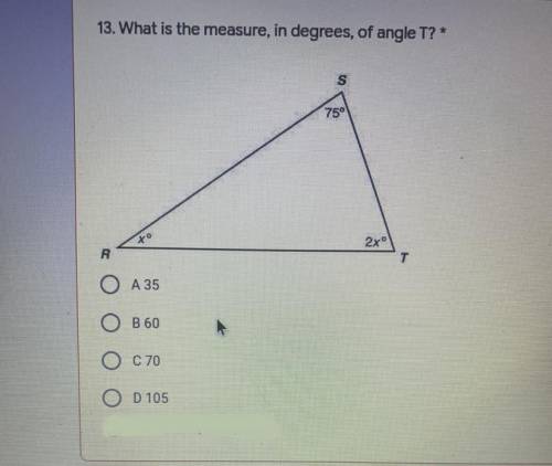 What is the measure, in degrees, of angle T?